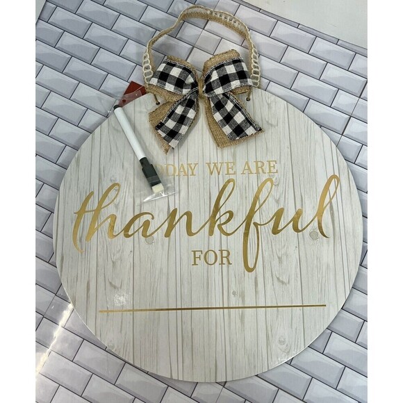 Today We Are Thankful For Dry Erase Board With Buffalo Check Burlap Bow New - Picture 8 of 13